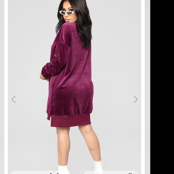 Cozy Velour Dress - Burgundy - Picture 5 of 5